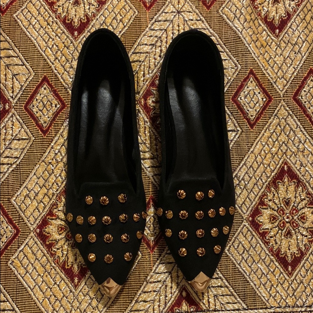 SHEIN Black and Gold Studded Flats - Picture 8 of 8